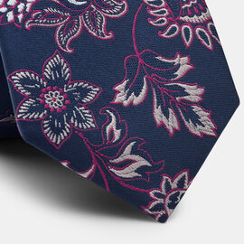 Coltano Slim Paisley Floral Silk Tie, Fuchsia, hi-res